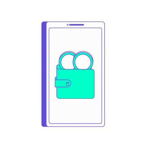 Illustration stylisée d'un smartphone affichant un portefeuille turquoise d'où sortent deux pièces de monnaie. Ce visuel accompagne les conseils pour calculer ses indemnités kilométriques (IK) et soumettre ses notes de frais via une application mobile, permettant un remboursement rapide et simplifié des dépenses liées au carburant, aux péages et à l'entretien du véhicule personnel utilisé à des fins professionnelles.