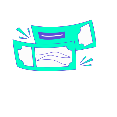 Illustration stylisée en turquoise et violet représentant deux billets d'avion ou tickets de transport superposés. Ce visuel accompagne les explications sur la modification ou l'annulation d'un billet NDC après réservation. Il symbolise la gestion de l'après-vente dans le nouveau standard aérien, soulignant la nécessité pour les outils de réservation d'intégrer des fonctionnalités fluides pour traiter les remboursements, les avoirs ou les changements d'itinéraire de manière automatisée.