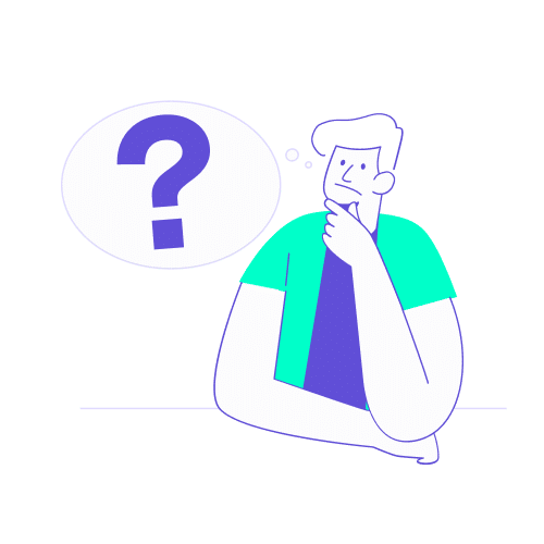 Pour une mission de quelques jours quel titre charger sur sa carte Illustration stylisée d'un collaborateur pensif, la main au menton, surmonté d'une bulle contenant un point d'interrogation violet. Ce visuel accompagne les conseils pour choisir le titre de transport optimal à charger sur son Pass Navigo lors d'une mission de quelques jours : tickets à l'unité, carnets de dix ou forfaits journaliers (Navigo Jour) pour optimiser les frais de déplacement.
