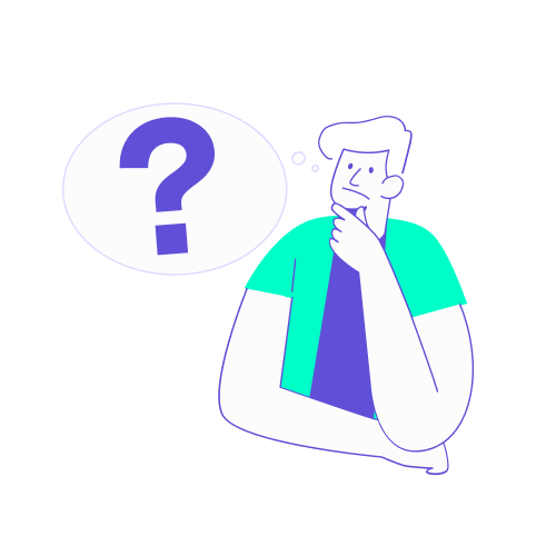 Illustration stylisée en turquoise et violet représentant un professionnel dans une posture pensive, la main sous le menton. Une bulle de pensée contenant un large point d'interrogation apparaît à ses côtés. Ce visuel illustre le dilemme des entreprises lors de longs courriers : la Premium Economy est-elle une alternative crédible à la classe affaires ? Il suggère une analyse comparative entre le coût, le confort du siège et les services à bord pour optimiser le budget voyage sans sacrifier le bien-être du collaborateur.
