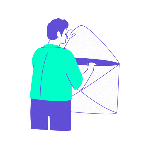 Illustration d'un professionnel ouvrant une enveloppe géante, symbolisant la complexité de la collecte des justificatifs dans la gestion voyages d'affaires.