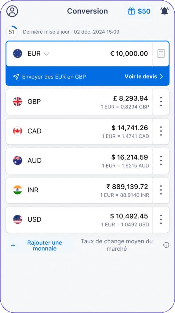 Xe Application Xe : conversion de devises au taux de change en temps réel