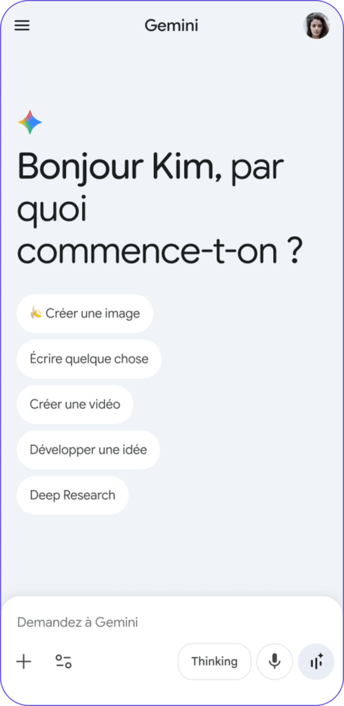 gemini Application Gemini : assistant IA de Google sur mobile