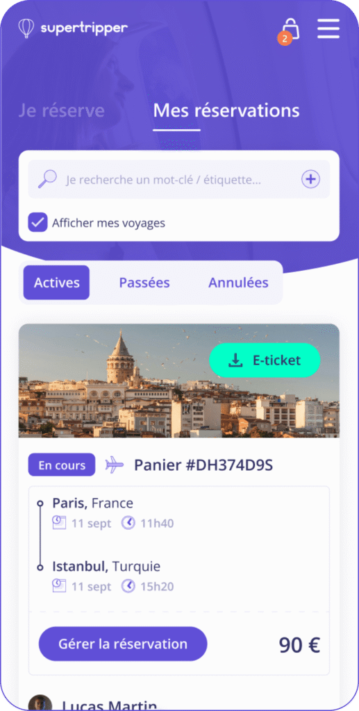 supertripper Application Supertripper : réservation de vols, trains et hôtels sur une interface unique