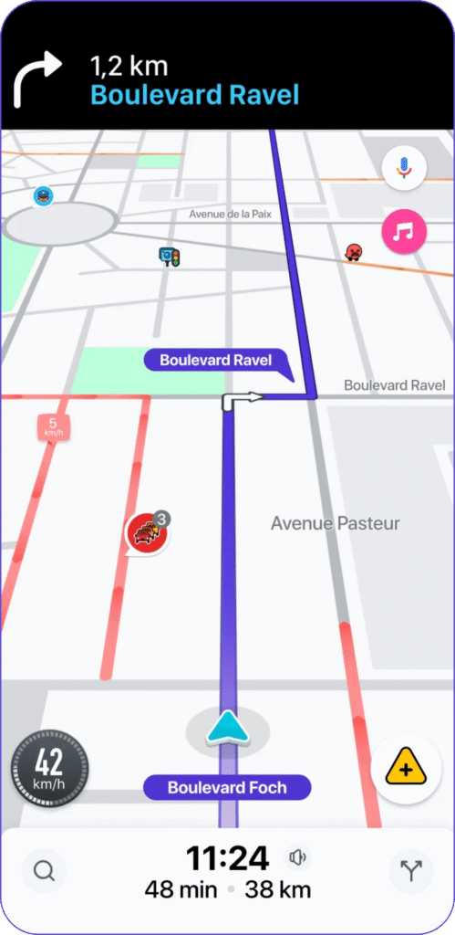 waze Application Waze : navigation routière avec alertes de trafic communautaires