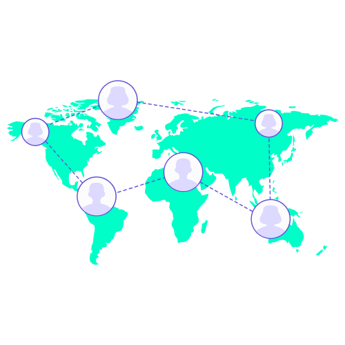 duty of care cout deplacement non maitrise Illustration vectorielle d'une carte du monde reliant des profils de voyageurs, évoquant les risques de sécurité et le coût de déplacement non maîtrisé.