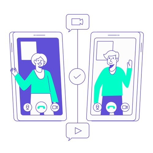 Illustration de deux smartphones connectés pour joindre un support d'urgence dans le cadre du duty of care voyageuses seules.