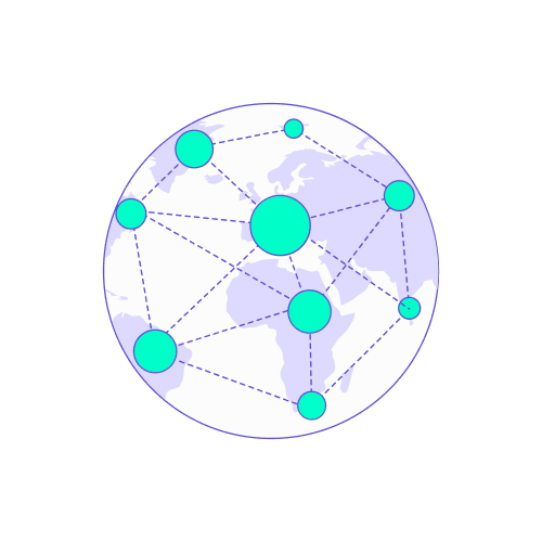 Illustration d'un globe terrestre connecté représentant la cartographie des risques dans le cadre du duty of care voyageuses seules.