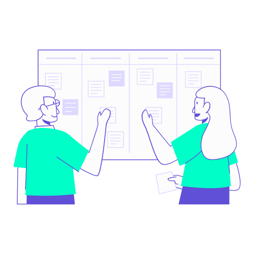 Illustration d'une équipe organisant le tableau de suivi des réservations sécurisées pour le duty of care voyageuses seules.