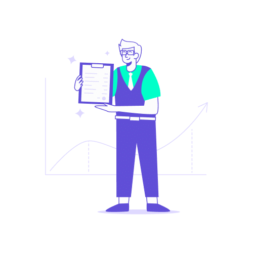 Professionnel présentant un document officiel et un graphique en hausse pour illustrer les opportunités liées à la concurrence SNCF.